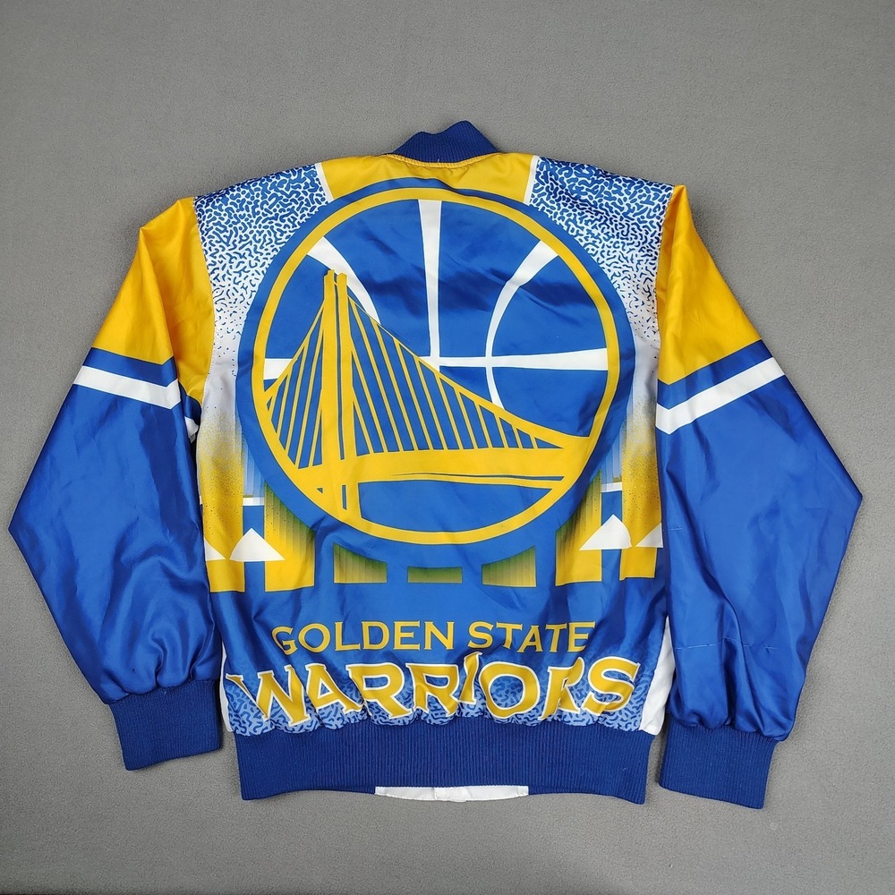 Carl Banks Golden State Warriors Jacket Small‎ Medium Big Logo Snap Up NBA Curry